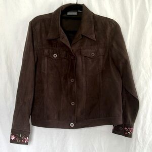 ⭐️ Relativity brown suede like western vibe jacket dual front chest pockets M